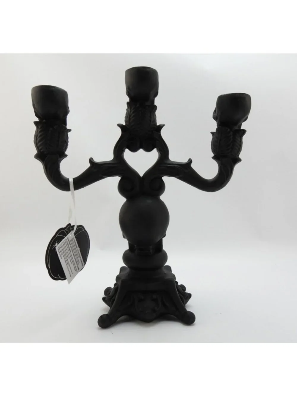 Halloween Skull Candelabra 3 Arm Black Gothic Candle Holder New Martha Stewart
